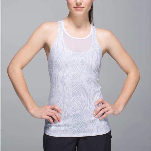 Lululemon Mesh with Me White Snakeskin Tank Top 2 - Picture 1 of 6